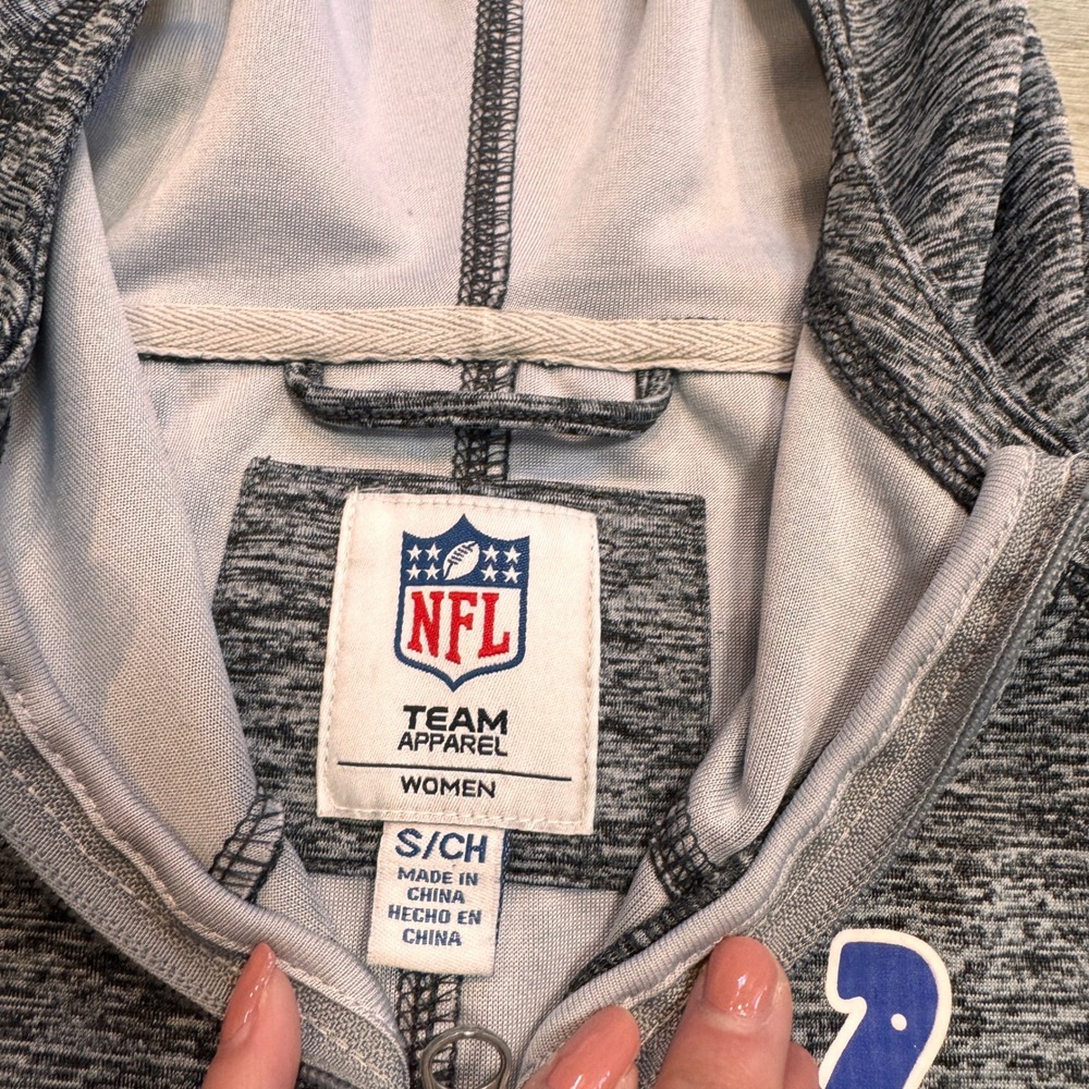 NFL Team Womens Indianapolis Colts Full Zip Hoodie Jacket Small S Gray - Picture 2 of 5